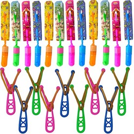 Ainswei Rocket Slingshot,24 Pcs Flying Copters with LED Lights,12 Pcs Arrow Helicopters +12 Pcs Launchers, JX Amazing Arrow Helicopter Glow Outdoor Summer Party JX Toys for Children's Day Gift