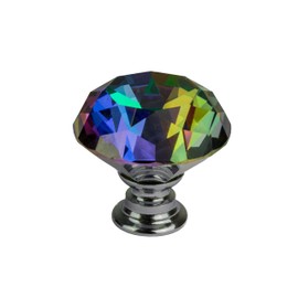 DEELF OUTLET 25 Packs Crystal Cabinet Knobs Drawer Pulls and Knobs Kitchen Cabinet Knobs Diamond Dresser Knobs Crystal Knobs for Drawers - 30 mm Colorful Glass Cabinet Knobs with Silver Base