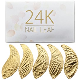 24K NAIL LEAF Nail Art 24K Gold Foil 0.8 x 2.0 inches (20 x 50 mm), Set of 5, 99.99% Pure Gold, Kanzawa Foil, Domestic Gold Foil