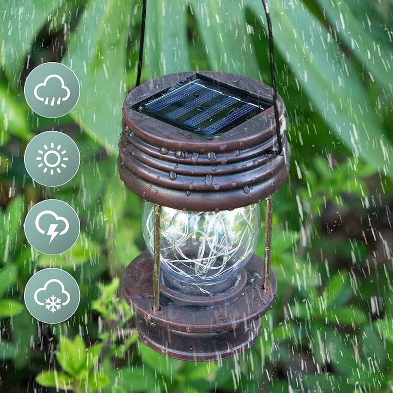 Solar Lanterns Outdoor Hanging Lights,2 Pack Waterproof Landscape Lights Solar