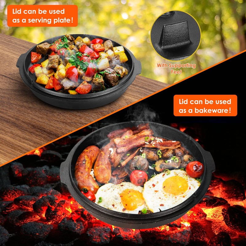LIFERUN Dutch Oven Pot with Lid, 9.7 Quart Cast Iron