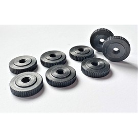 PrecisionGeek - Knurled Nuts/Knurled Wheel Lock Nut Adapter, Flat DIN 467 - Oxidised Steel M3 x 3mm, 12mm Diameter (Set of 8)