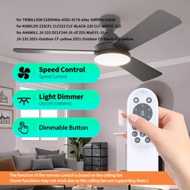 WDZP New Remote Control for TRIBILLION 20'' Low Profile Ceiling Fan with Lights & AHAWILL JX-215 OCLF244 JX-CLF 255-Wall & KINDLOV 233CFL ‎CLF233 CLF-BLACK-220 and More