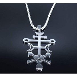 Black Moon Lilith Symbol Necklace, Crescent Moon with Cross Pagan Wiccan Satanic Necklace