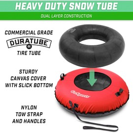 GoSports 44 Inch Heavy-Duty Winter Snow Tube with Premium Canvas Cover - Choose Your Style - Commercial Grade Sled