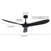 52" Flush Mount Solid Wood Ceiling Fan with Light 3