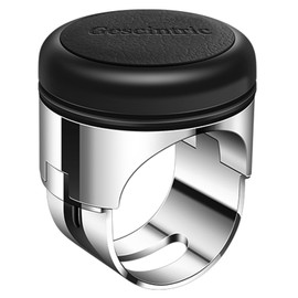 Car Steering Wheel knob Metal Sport knob Cow Leather Cover Spin Suicide knob fits Any car, Truck, Golf cart, Lawn Mower, Boat (Black Cowhide)