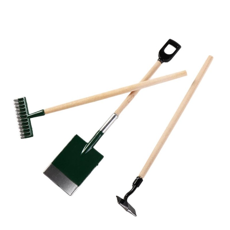 Miniature Dollhouse Garden Tools 3PCS Mini Doll House Working Accessories,