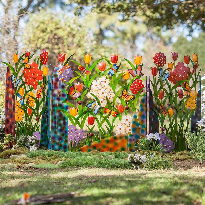 Garden Fence Border Iron Flower Decorative Garden Fencing Panel for