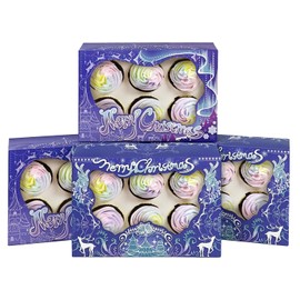 qiqee Christmas 6 Cupcake Boxes with Window 30 Packs BluePurple Cupcake Box 9"x6.1"x3.3" Bakery Boxes For Cupcakes Carrier, Cupcake Containers
