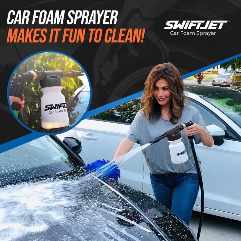SwiftJet Car Wash Foam Gun + Microfiber Wash Mitt -