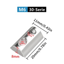 SCOOYUCK Pack of 30 Slot Nuts M6, Series 30 Sliding Nuts, T Nut Hammer Nuts, for Aluminium Profile Extrusion Slot Rail (EU30-M6)