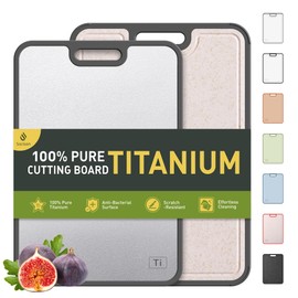 2 in 1 Pure Titanium Cutting Boards for Kitchen Chopping Board with Handle Large Big Small Kitchen Meat Butcher Block Not Stainless Steel Wood Bamboo Glass Rubber Plastic Silicone Acrylic Teak Sink