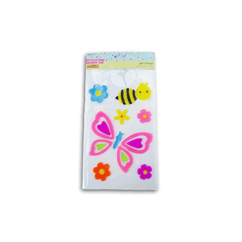 Holiday Decor Spring Themed Butterflies, Bees, and Flowers Gel Window