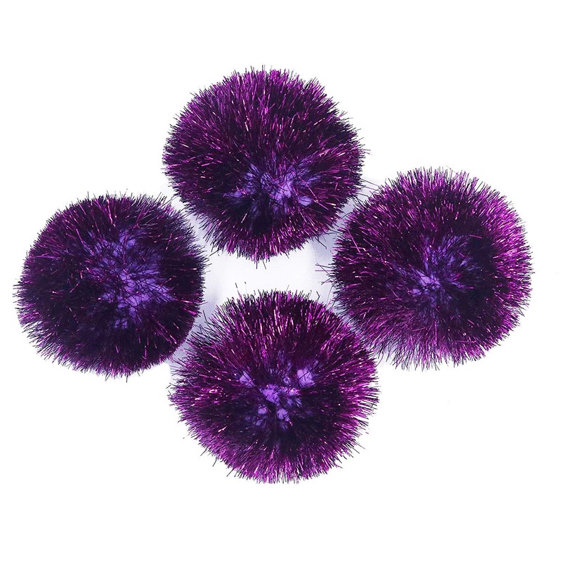 YYCRAFT 15pcs Jumbo Glitter Tinsel Pom Poms Sparkle Balls for