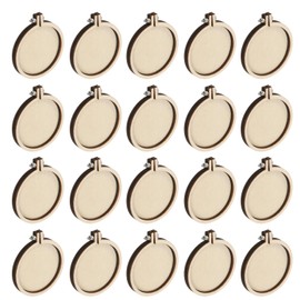 sourcing map 20Pcs Mini Embroidery Hoop 2.2" x 2" Tiny Round Cross Stitch Hoops Small Wood Ring Circle for DIY Pendant Keychain Display Frame