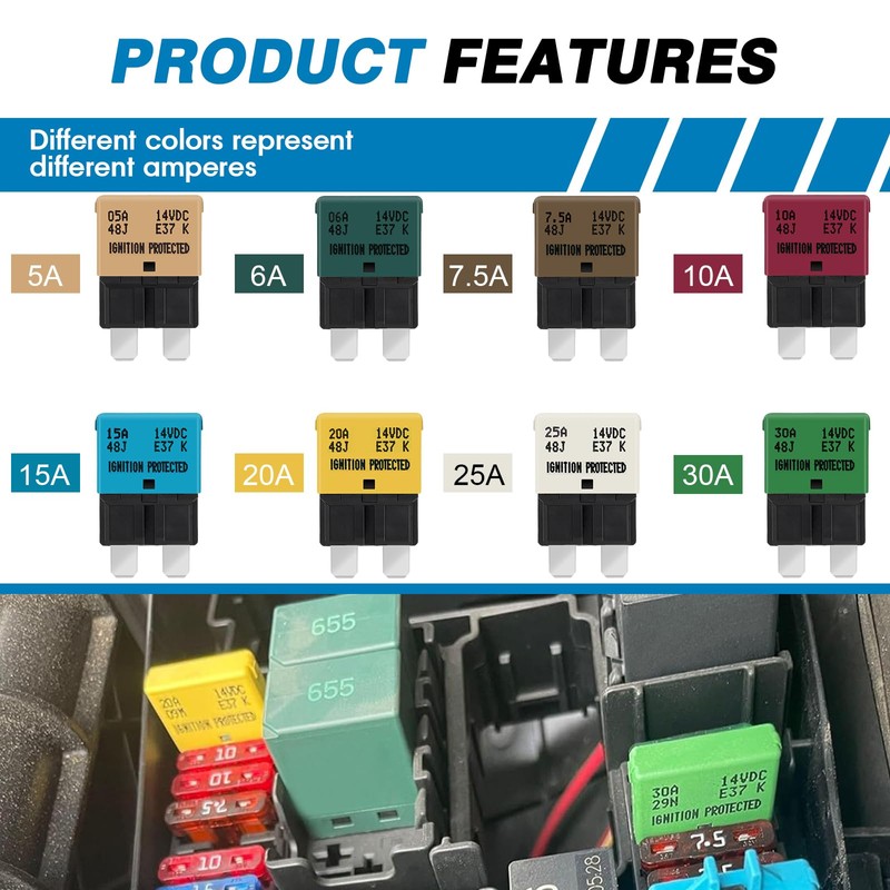 GLOSO Circuit Breakers E37 Auto (T1) Reset Low Profile ATC/ATO