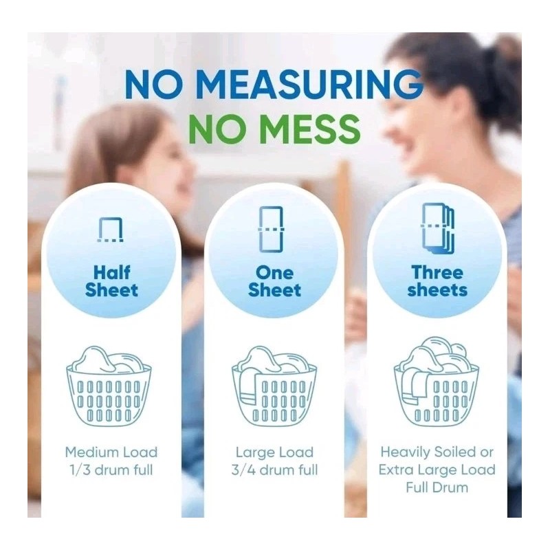 Washleaves Laundry Sheets Plastic Free Laundry Detergent Sheets Compact &