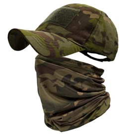 ehsbuy Camo Hats for Men with Cooling Neck Gaiters Baseball Caps Face Scarf Mask Army Tactical Military Hat Neck Tube Snoods for Running Hunting Camping Cycling Fishing Outdoor Sports, camouflage, Einheitsgröße