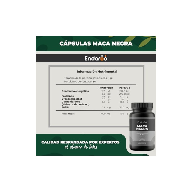 Maca Negra | Suplemento Alimenticio de Origen Natural | Energía