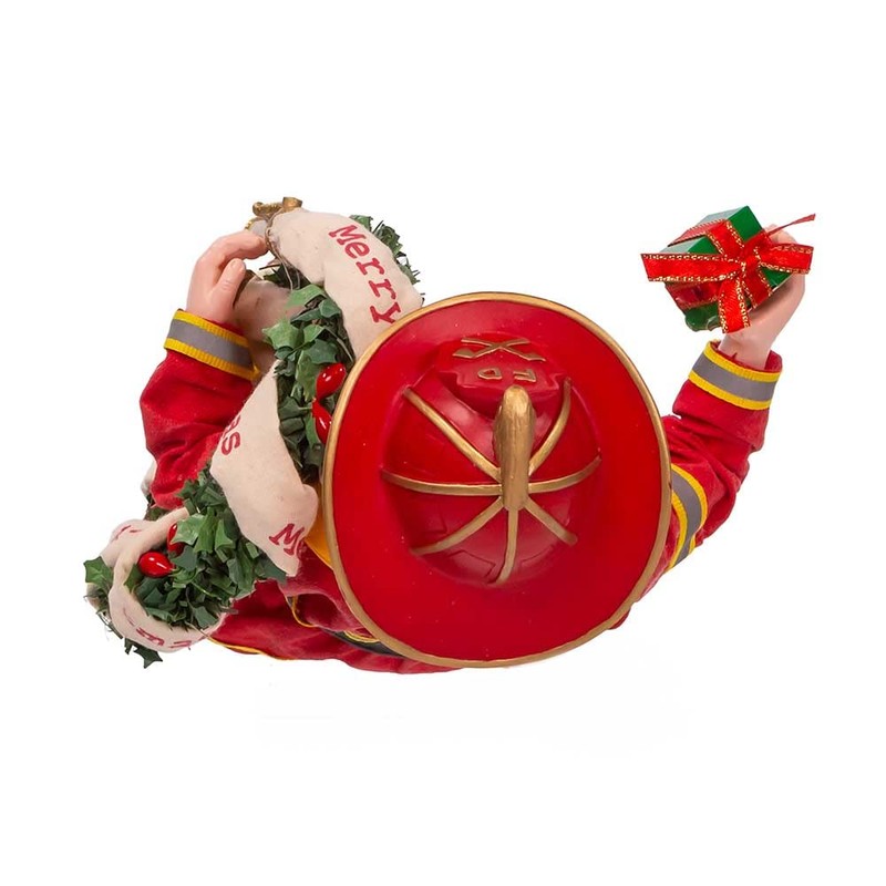 Kurt Adler 11-Inch Fabriché Fireman Santa with Wreath and Hose