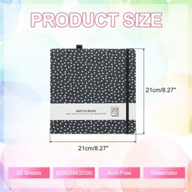 PATIKIL 8.3x8.3" Watercolor Sketchbook, 20 Sheet 300GSM/203lb Watercolor Paper Sketchbooks Acid Free Watercolor Journal Hardcover Artists Paper Pads with Pen Holder, Green Star