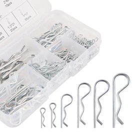100 Pcs Cotter Pin R Pins Carbon Steel R Clips Zinc Plated Hitch Pins Spring Fastener Assortment Kit Retaining Pin Hair Pin Hairpin Clip 6 Size Heavy Duty R Pin Used for Hitch Pin Lock System (Silver)