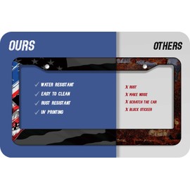 1PCS American Flag License Plate Frame Holder - USA Stars and Stripes Auto Universal Aluminum Matte Car Tag Holder Covers with Sticker & Screws for Men