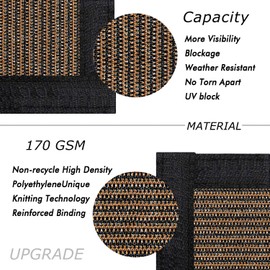 UPGRADE Privacy Screen Fence 170 GSM 90% Visibility Blockage 6'x21' Brown Outdoor HDPE Mesh Panels for Deck,Balcony,Backyard,Patio with Zip Ties,Customized Avaliable，A072