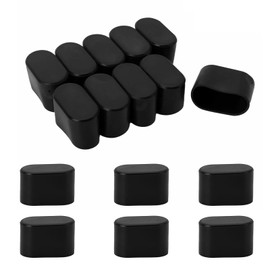 16 Pcs Oval Plastic Covers, Black Tube End Caps, 16mm x 34mm Anti-slip Cover for Furniture Chair Desk Leg Tables Foot, Pipe