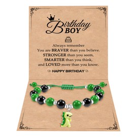 SUNSH 3 4 5 6 7 8 9 10 11 12 13 14 15 16 Year Old Boy Gift Ideas,Dinosaur Bracelet for Son/Grandson/Brother/Nephew Teen Boys Gifts Ideas Natural Stone Bracelet
