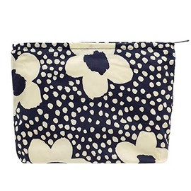PAZIMIIK PAZIMIIK Floral Makeup Bag Large Cotton Zipper Pouch for Purse Travel Canvas Make Up Organizer for Women Cosmetic,Floral Navy Blue