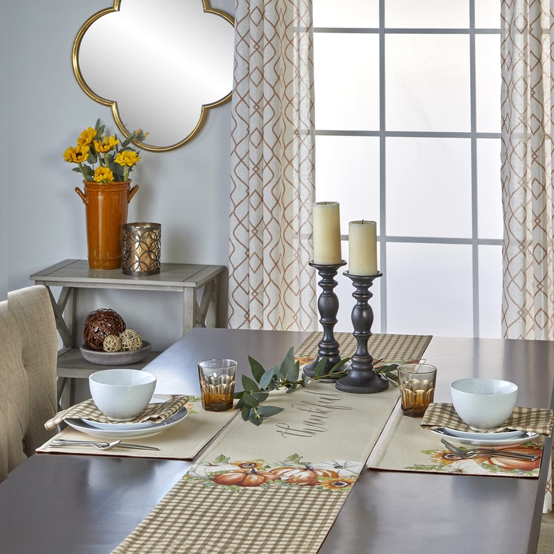 SKL Home Harvest Autumn Pumpkins Napkin Set, Natural, 4 Count