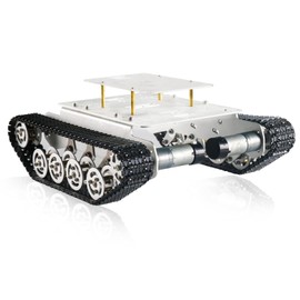 Professional Shock-absorbing Metal Robot Tank Chassis with DC Encoder Motor for Arduino/Raspberry Pie, Tracked Suspension Absorption Vehicle, Remote Control Track Crawler Damping Vibration Caterpillar