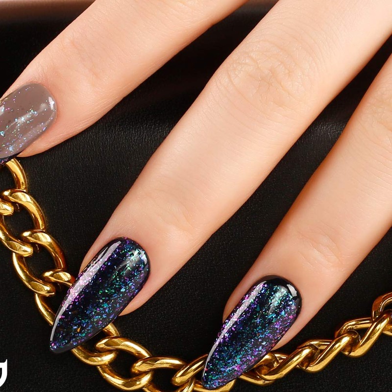 Bluesky Gel Nail Polish, Elektra Galaxy 6, Purple/Multi-Glitter, UV/LED Soak-Off