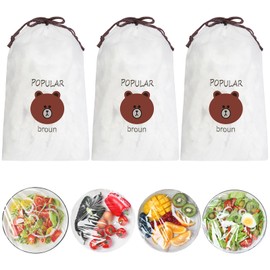 AMFUN 300 Stück Frischhaltebeutel, Frischhaltefolie mit Gummizug, Wiederverwendbar Frischhaltefolie, Elastisch Abdeckhauben, Elastische Versiegelungsbeutel für Die Aufbewahrung von Lebensmitteln