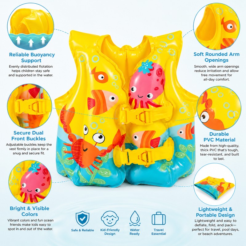 Inflatable Swim Training Vest for Kids – Lightweight PVC Buoyancy