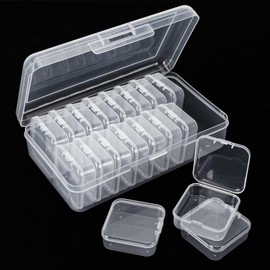 FOGAWA Small Bead Organizers 19PCS Plastic Clear Beads Storage Containers Mini Bead Storage Box Storage Cases with Lids for Beads Seeds Jewelry Rhinestones Crafts Small Items
