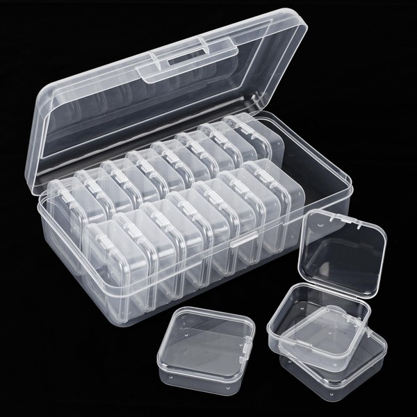 FOGAWA Small Bead Organizers 19PCS Plastic Clear Beads Storage Containers