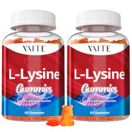 L-Lysine 1000mg Gummies - Supports Skin, Lip, Vegan, Gluten Free, 60 Chewable Lysine for Adults, Vitamins Tissue Health & Immune System, Amino Acid Vitamin Supplement & Complex Supplements (2 Pack)