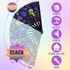 Rave Folding Fan,Large Rave Clack Folding Hand Fan UV Glow