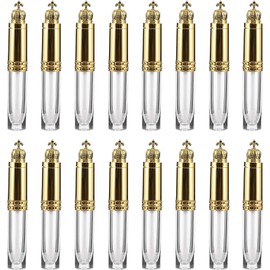 Botellas para Brillo de Labios 8ml, Plástico, 16 Piezas Dorado, Forma Única, Recargables y Reutilizables, para Elaborar Cosméticos, Uso en Labiales