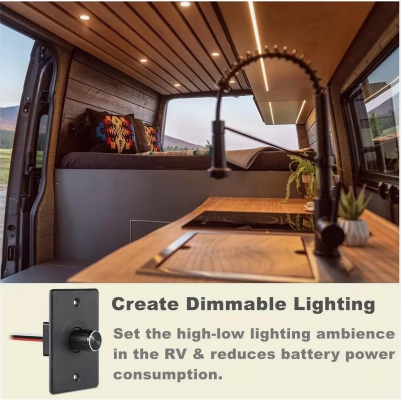 12V 5A 60W Light Dimmer, RV Boat Dimmer Switch High