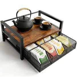 OIHYA Tea Bag Organizer with 6 Compartments Storage Drawer for Kitchen