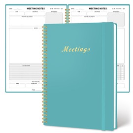 Meeting Notebook for Work Organization, Work notebook with action items, Agenda Planner for Note Taking, Office/ Business Project Management Notebook, Office Supplies, for Men & Women,160 pages (7x10”)