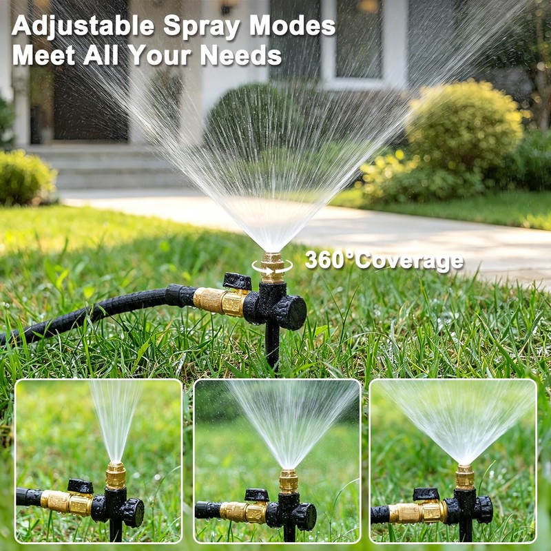 FANHAO 3-Pack Heavy-Duty Metal Lawn Sprinkler with Spike Base, 360°