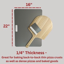 ThermiChef Sourdough Cooking Steel Package - 16" by 22" Cooking Steel (1/4" Thickness) with Pizza Peel and Dough Cutter - Made in the USA