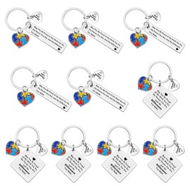 Ximalun 10 Pcs Autism Awareness Gifts Keyring Autism Teacher Appreciation Gifts Special Education Teacher Gift ABA Therapist Thank You Gift SPED Teacher Gift Christmas Birthday Retirement Gift
