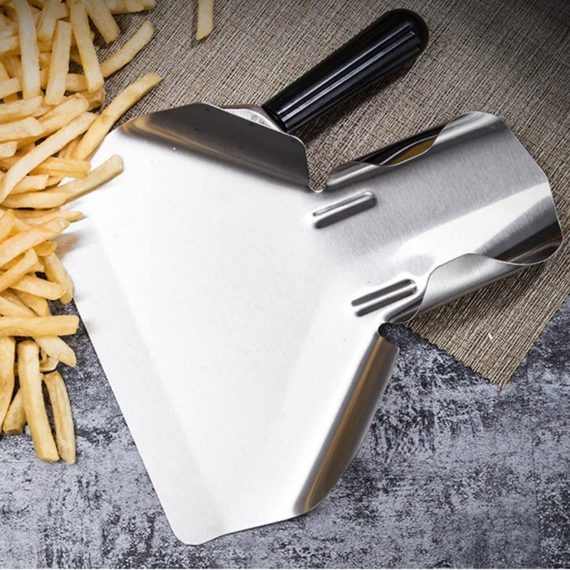 Binnan Chip Scoop, Stainless Steel Scoop Fryer Bag with Right