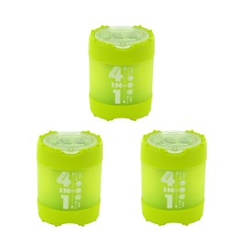 KUM AZ1028316-G Pencil Sharpener with Container 4-in-1 Green Pack of 3 with Click Clack Closure Plastic